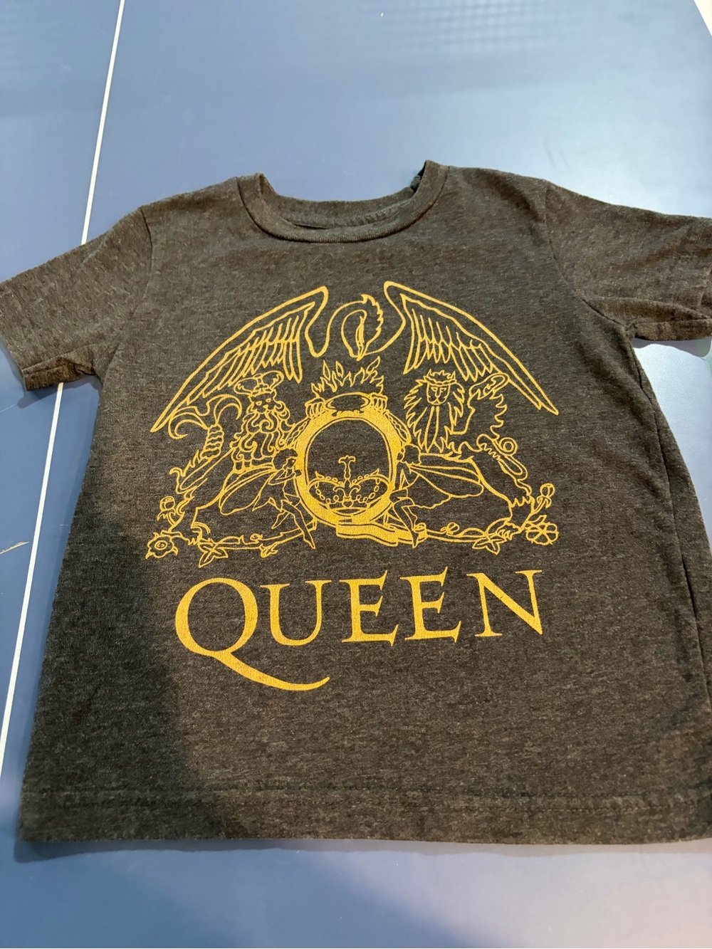 Queen Kids Short Sleeve Tee in Black with Gold Crest